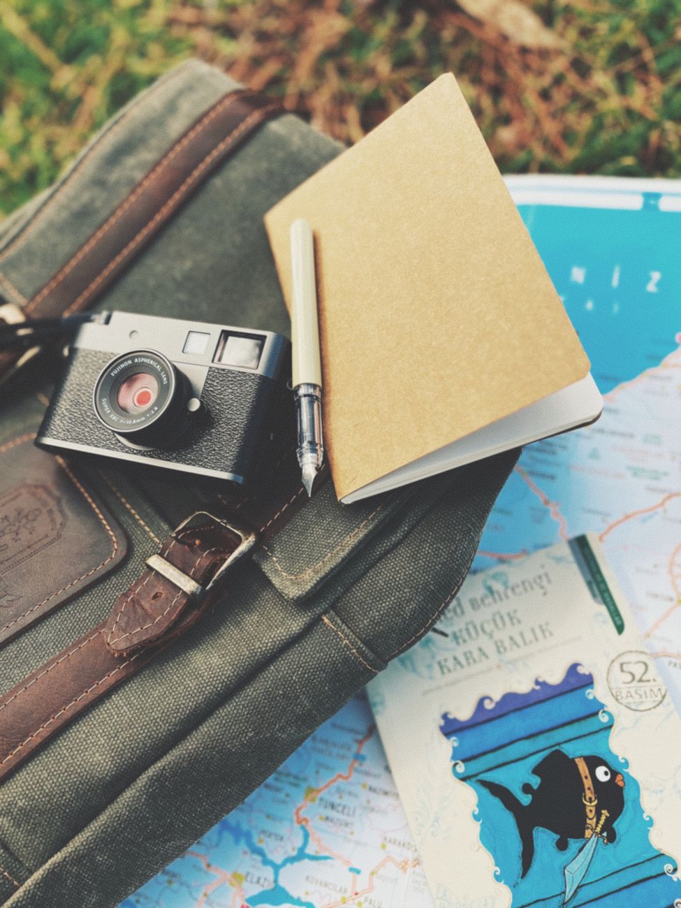 Travel equipment and leather notebook